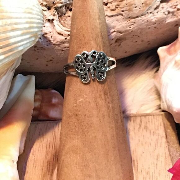 Butterfly Sterling Silver Toe Ring Midi Ring - Picture 3 of 3